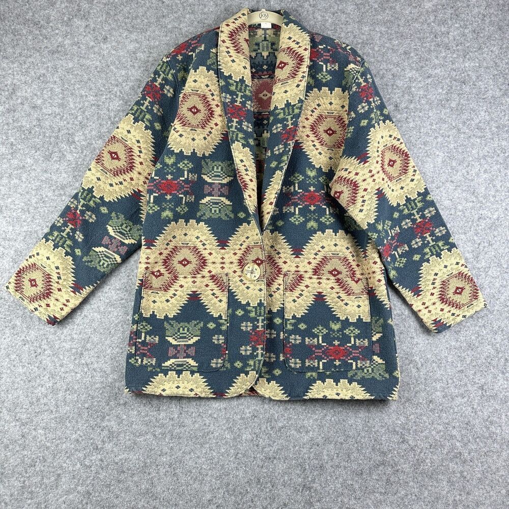 VTG Gotcha Covered Tapestry Jacket Womens M Aztec Southwestern Blazer USA 90s